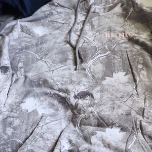 Gray and White Hoodie with Pink Text